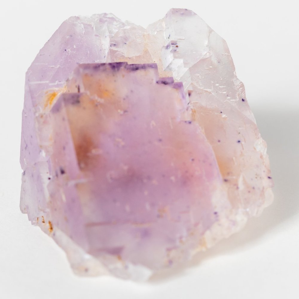 Translucent lavender Illinois etched cuboidal fluorite specimen